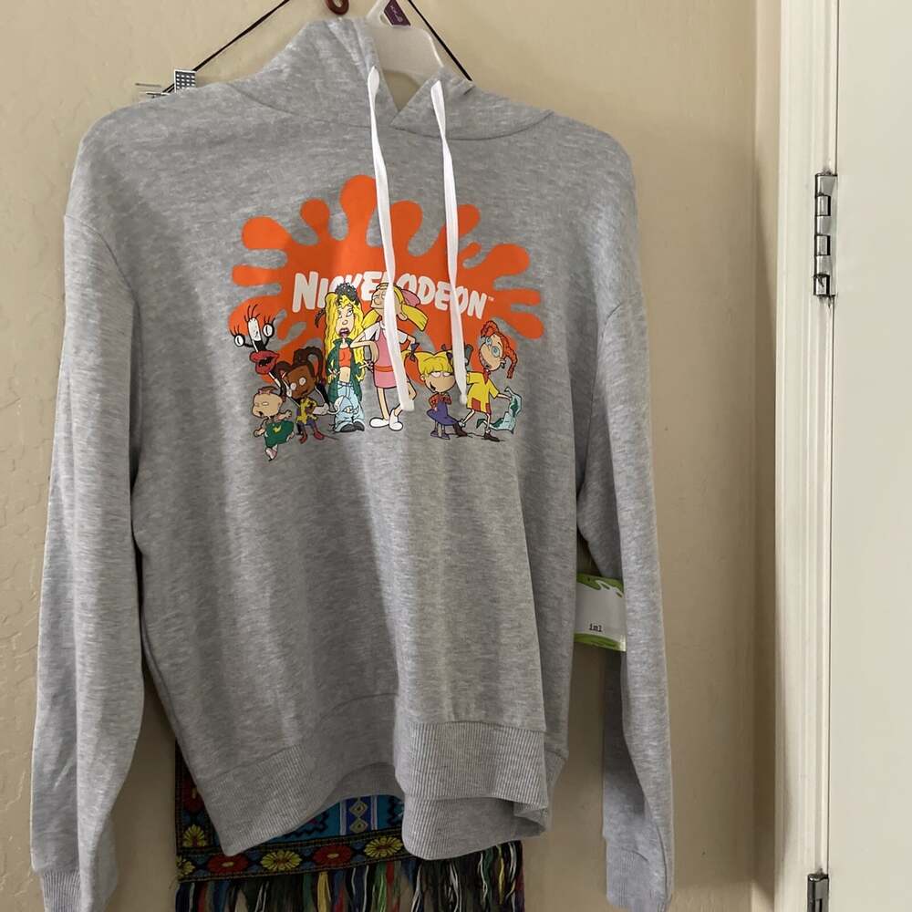 Nickelodeon Hoodie Womans SizeXXLGraphic Lightweight Sweatshirt Gray/ Junior